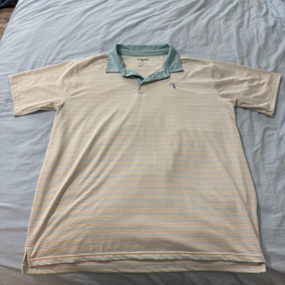 Men's Local Boy Striped Polo Shirt - Cream and Green